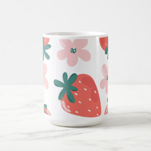 Taza De Café Patrón de fresa y flor