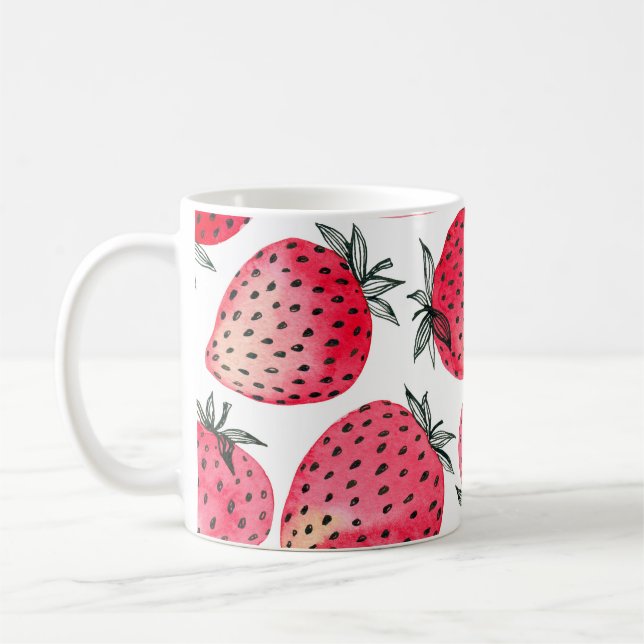 Taza De Café Patrón de fresas acuáticas. (Izquierda)