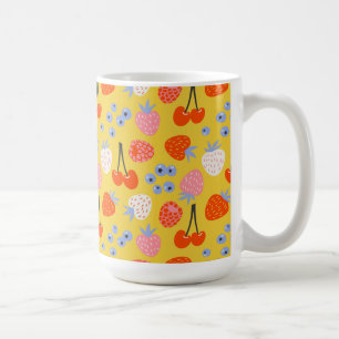 Taza De Café Patrón de fruta de Berry de color brillante