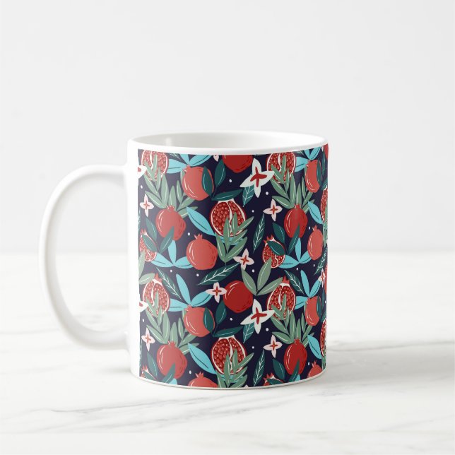 Taza De Café Patrón de fruta granada sin foco (Izquierda)
