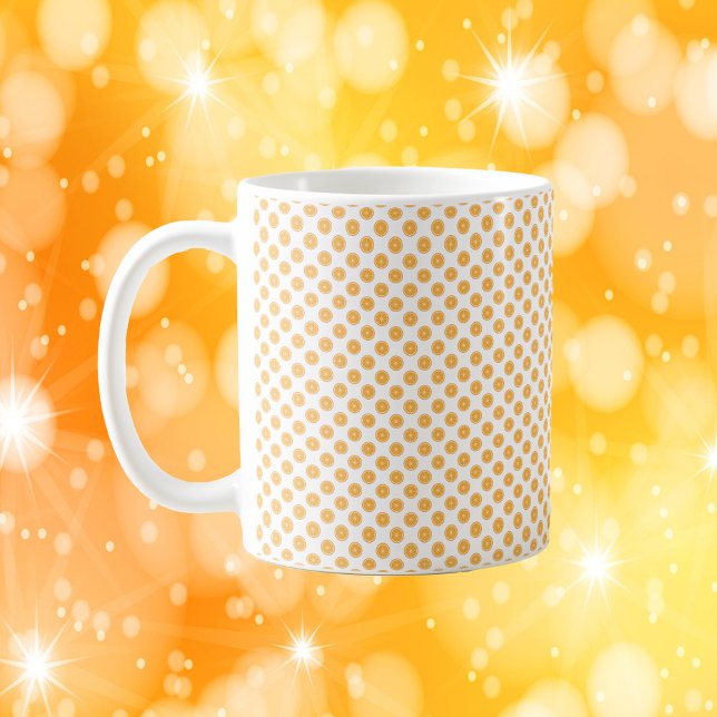 Taza De Café Patrón de fruta naranja (A fun mug with an all over pattern of oranges.)