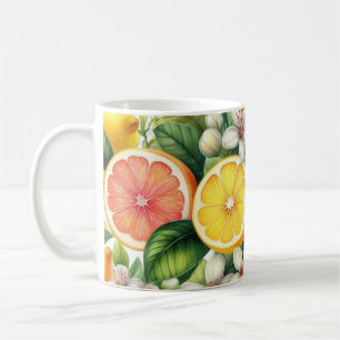 Taza De Café Patrón de frutas cítricas acuarela