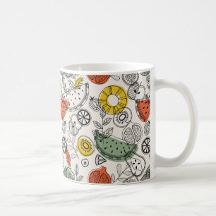 Taza De Café Patrón de frutas de estilo vintage retro