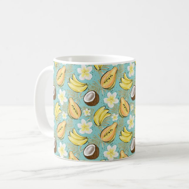Taza De Café Patrón de frutas tropicales de verano (Anverso izquierdo)