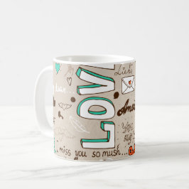 Taza De Café Patrón de garabatos de citas de amor