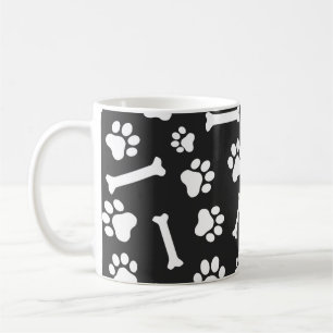 Taza De Café Patrón de garras y huesos de perro - blanco y negr
