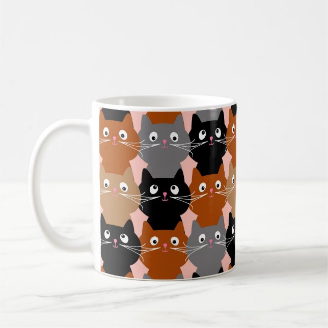 Taza De Café Patrón de gatitos felinos felinos curados (Izquierda)