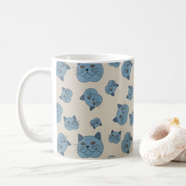Taza De Café Patrón de gato de Shorthair británico (Con donut)