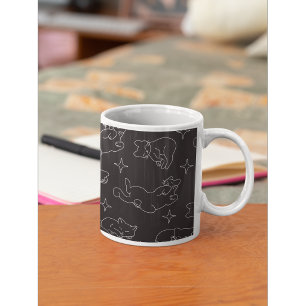 Taza De Café Patrón de Gato Dormido Adorable Tema de Noche Acog