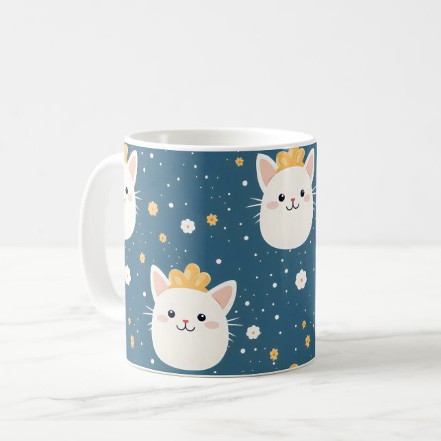 Taza De Café Patrón de gato real blanco (Anverso izquierdo)