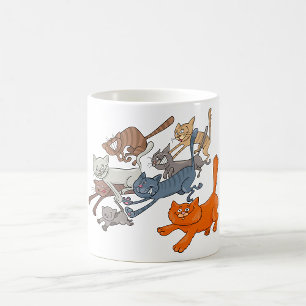 Taza De Café Patrón de Gatos Corriendo Gatitos Caprichosos