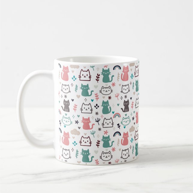 Taza De Café Patrón de gatos de corte (Izquierda)