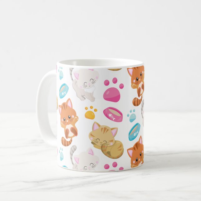 Taza De Café Patrón de gatos, gatos, gatitos, gatitos, patas (Anverso izquierdo)