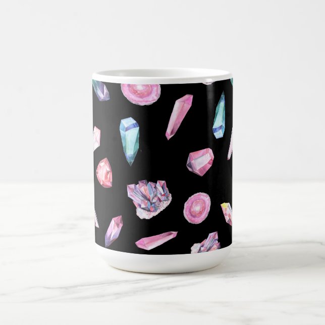 Taza De Café Patrón de geodesia y cristales de acuarela (Centro)