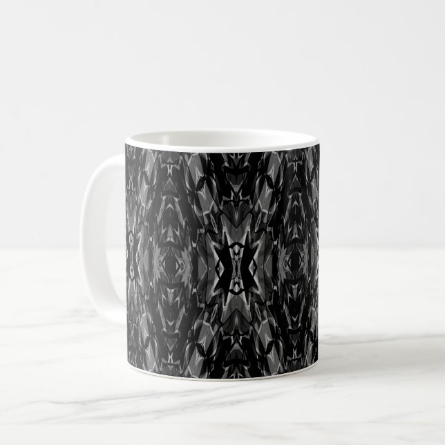Taza De Café Patrón de geometría abstracta gris negro (Anverso izquierdo)