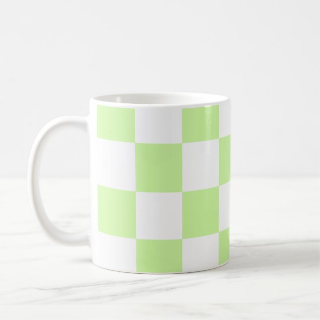 Taza De Café Patrón de Gingham de Pastel Verde (Izquierda)