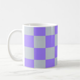 Taza De Café Patrón de Gingham de Purple Checkered
