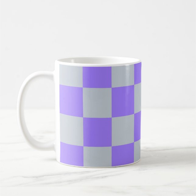 Taza De Café Patrón de Gingham de Purple Checkered (Izquierda)