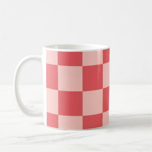 Taza De Café Patrón de Gingham de Red Checkered Rosa