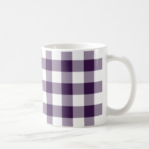 Taza De Café Patrón de Gingham púrpura y blanca