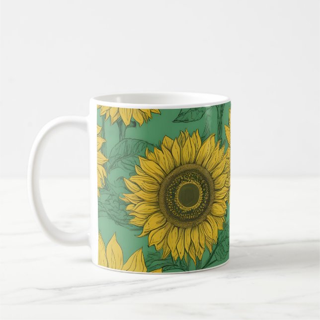 Taza De Café Patrón de girasoles amarillos (Izquierda)