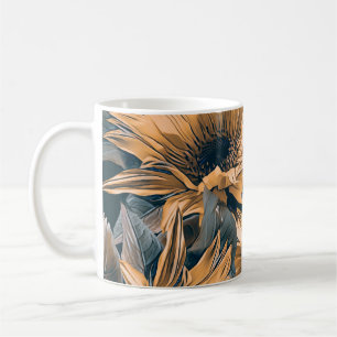 Taza De Café Patrón de girasoles sin costura. Bac acuarela otoñ