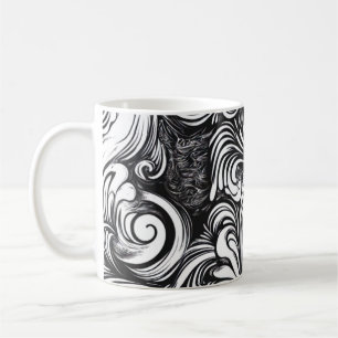 Taza De Café Patrón De Giro Blanco Y Negro