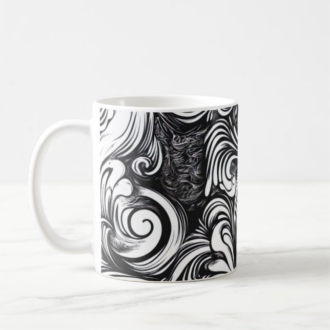 Taza De Café Patrón De Giro Blanco Y Negro (Izquierda)