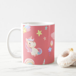 Taza De Café Patrón de globo de arco iris de unicornio dulce ro