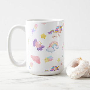 Taza De Café Patrón de globo de globo de arco iris de unicornio