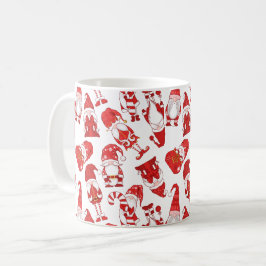 Taza De Café Patrón de gnomo de Navidad caprichoso rojo y blanc