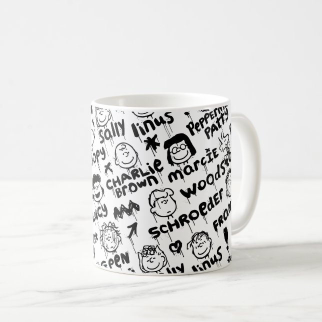 Taza De Café Patrón de graffiti de caracteres de cacahuete (Anverso derecho)