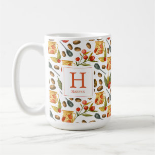Taza De Café Patrón de granos de café monograma