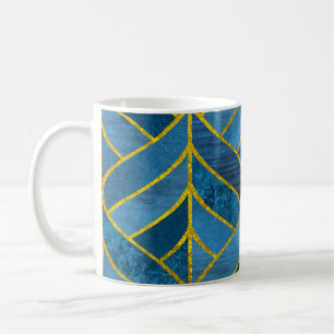 Taza De Café Patrón de grifo azul dorado