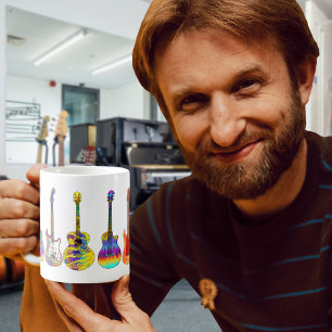 Taza De Café Patrón de guitarra colorido para guitarristas