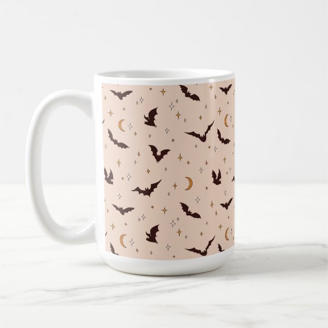 Taza De Café Patrón de Halloween de Boho Bats and Stars (Izquierda)