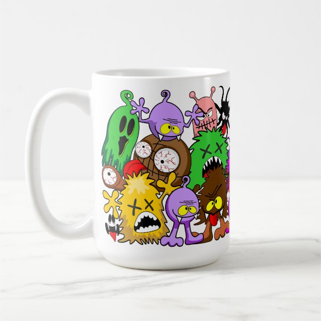 Taza De Café Patrón de Halloween de personajes adorables (Izquierda)