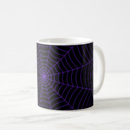 Taza De Café Patrón de Halloween de telaraña morada negra