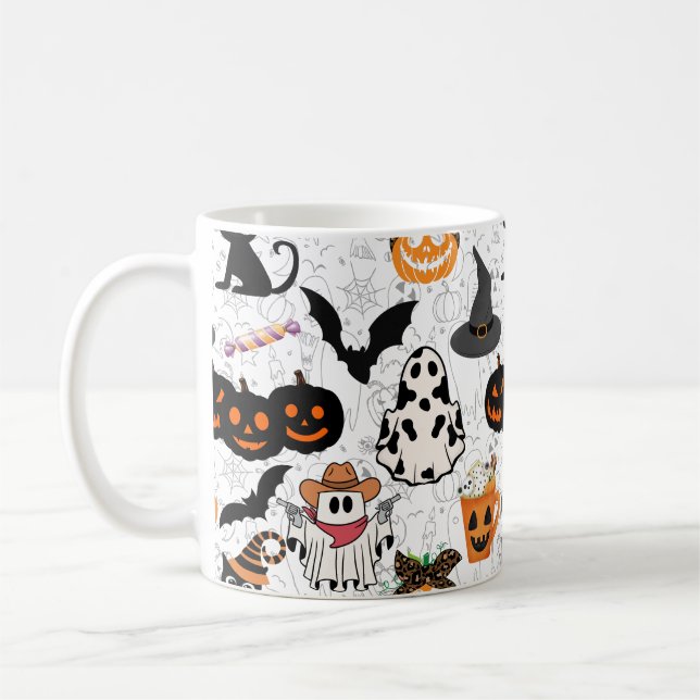 Taza De Café Patrón de Halloween. Tonto y lindo (Izquierda)