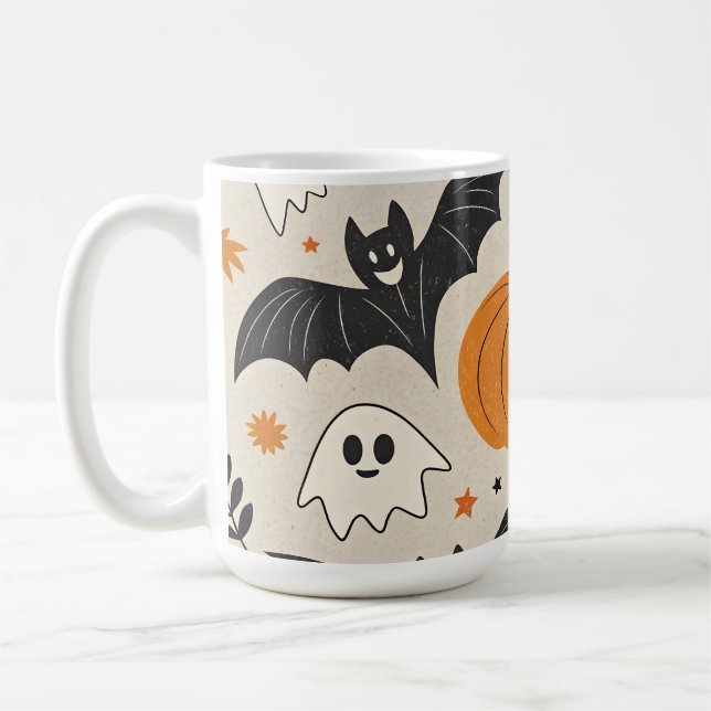 Taza De Café Patrón de Halloween y otoño (Izquierda)