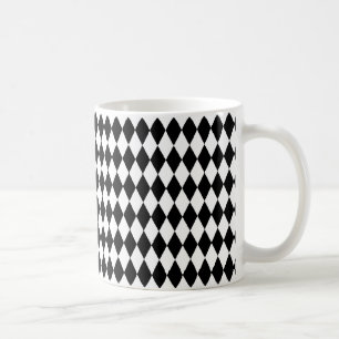 Taza De Café Patrón de Harlequin, elegante diseño en blanco y n