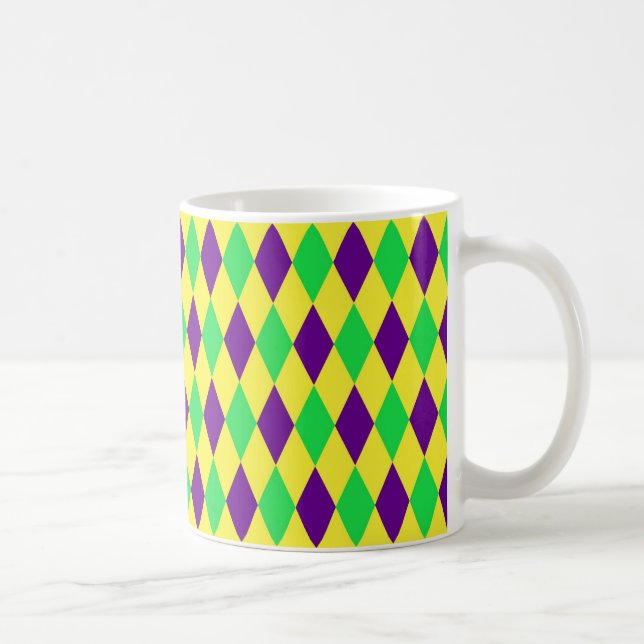 Taza De Café Patrón de Harlequin Verde Morado (Derecha)