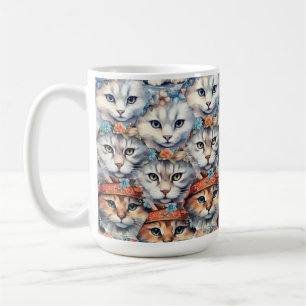 Taza De Café Patrón de hexágono de caras de gato