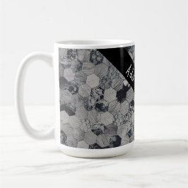 Taza De Café Patrón de hexágono geométrico, blanco y negro