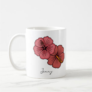 Taza De Café Patrón de hibiscos tropicales personalizado