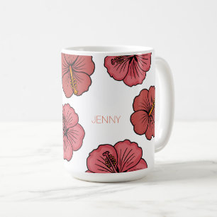 Taza De Café Patrón de hibiscos tropicales personalizado