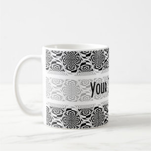 Taza De Café Patrón de hipnosis blanco negro + tu texto