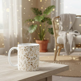 Taza De Café Patrón de hoja boho dibujado a mano