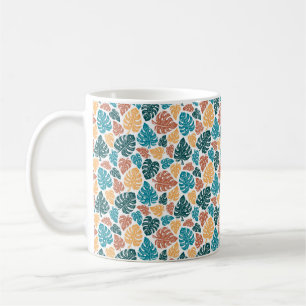 Taza De Café Patrón de hoja de monastera tropical - naturaleza