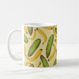Taza De Café Patrón de hoja de plátano amarillo tropical